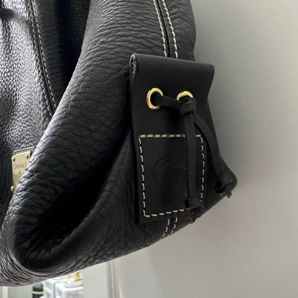 Dooney & Bourke Black Pebbled Leather Hobo Drawstring Bag - Picture 4 of 14